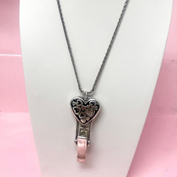 Brighton Floating Hearts Silver Lanyard ID Badge Necklace - Picture 2 of 4